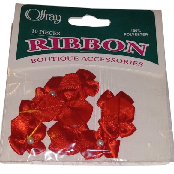 🎯 Vintage Offray Mini Red Bows for Crafting, 10 Pcs. Ribbon Polyester Bows - Picture 6 of 11